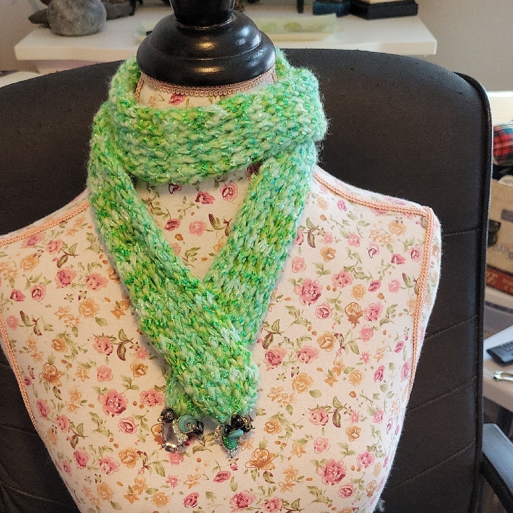 Sparkly Knit Scarf with Beaded Accents